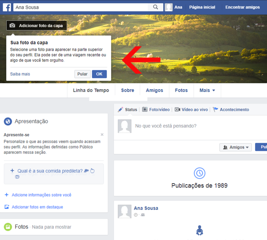 Chegou a hora de escolher sua foto de capa no Facebook.