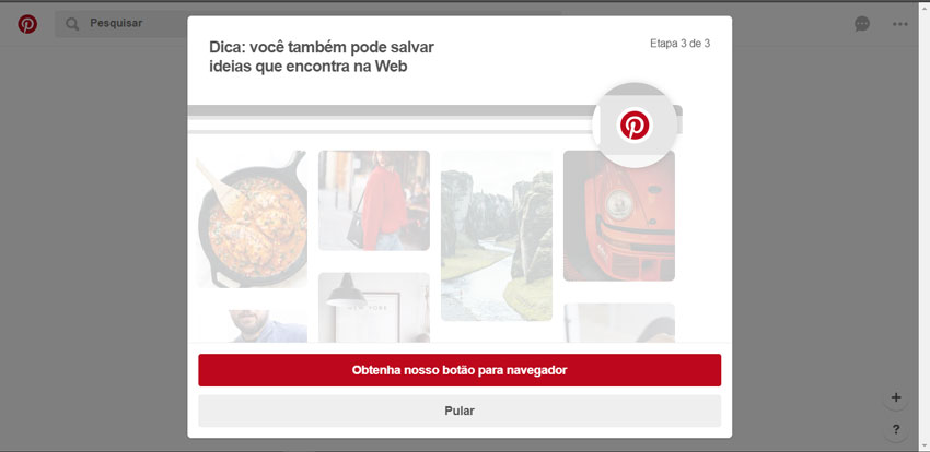 Instale o botão do Pinterest em seu navegador.